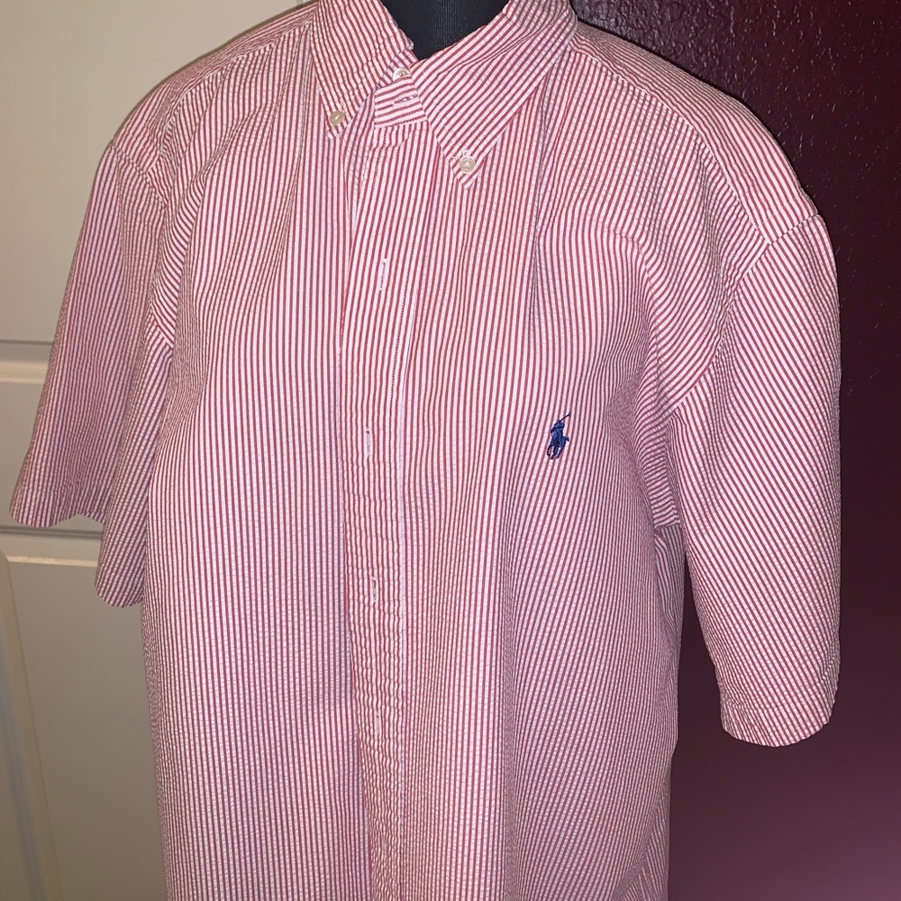White and Red Textured Polo Shirt